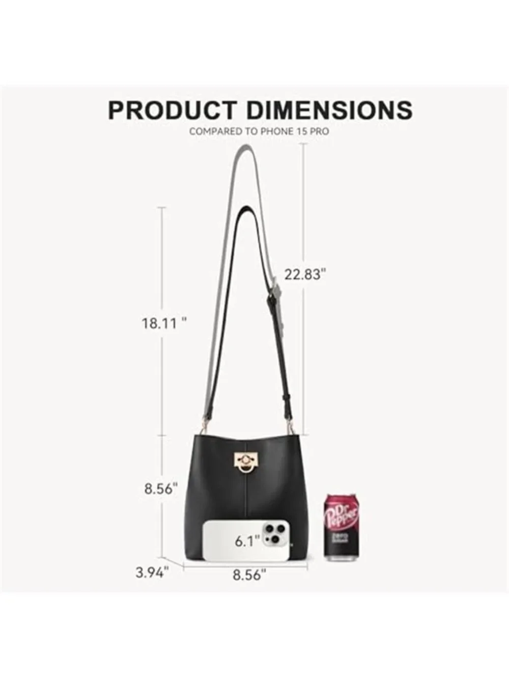 Womens Vegan Leather Crossbody Bag Small Bucket Purse Adjustable Shoulder Strap
